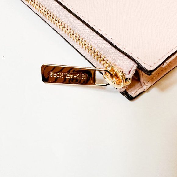 Michael Kors Jet Set Travel Large Three Quarter Zip Leather Wallet Pink - Picture 9 of 9